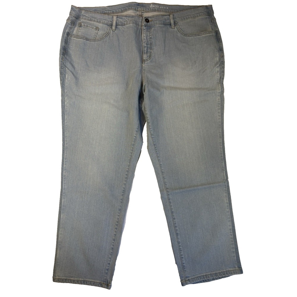 Denim & Co Women's 24W Straight Leg Light Wash Denim Jeans Classic Minimalist